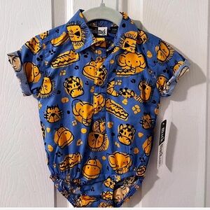 Blue and Orange Animal Print Bodysuit